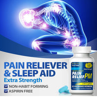 HealthA2Z® Extra Strength Pain Relief PM| Acetaminophen 500mg | Diphenhydramine 25mg | Pain Reliever & Nighttime Sleep Aid | Non-Habit Forming 150 Count