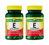 Spring Valley Vitamin E Dietary Supplement Twin Pack, 180 mg, 200 Count DLC: 05/2027