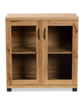 Zentra Wood 2 Door Storage Cabinet with Glass Doors Oak Brown/Black - Baxton Studio ( L 80cm, La 40cm, H 85cm)