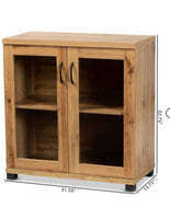 Zentra Wood 2 Door Storage Cabinet with Glass Doors Oak Brown/Black - Baxton Studio ( L 80cm, La 40cm, H 85cm)