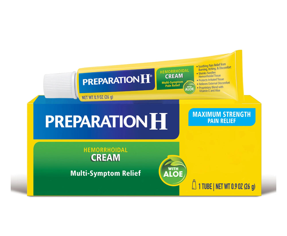 Preparation H Maximum Strength Hemorrhoid Cream With Aloe for Soothing Relief, 0.9 Oz