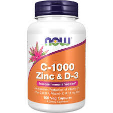 Now Foods - Vitamin C-1000 Zinc D-3 Immune 100 Veg Capsules 12/2026