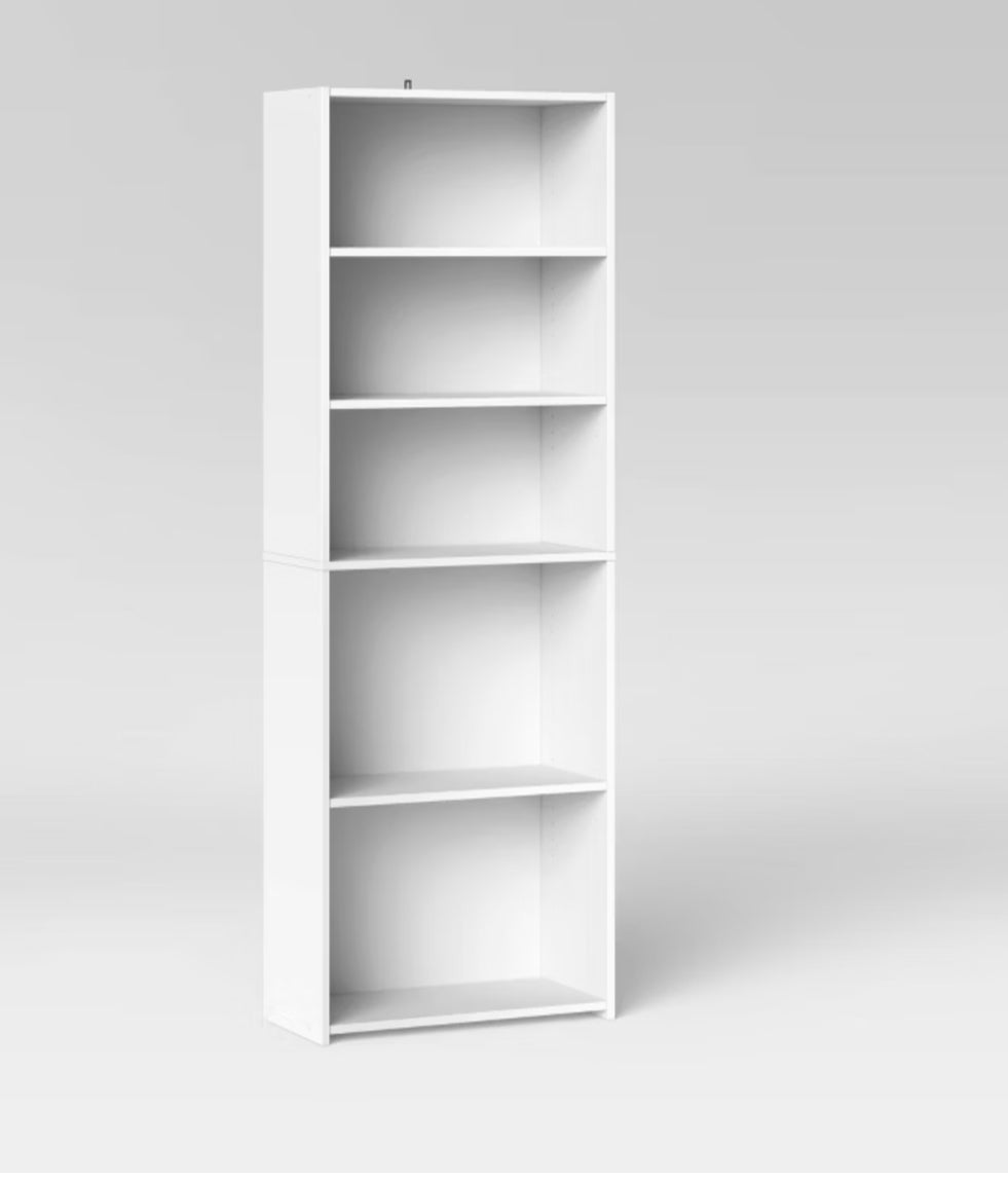 5 Shelf Bookcase White - Room Essentials MM  (L 1m x 62cm, La 30cm, H 80cm)