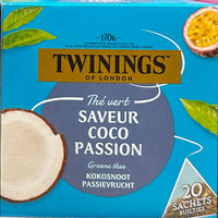 TWININGS OF LONDON THÉ VERT SAVEUR COCO PASSION 20 SACHETS 32G