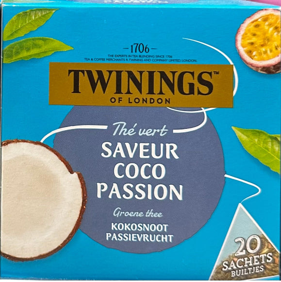 TWININGS OF LONDON THÉ VERT SAVEUR COCO PASSION 20 SACHETS 32G