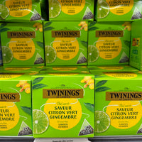 TWININGS OF LONDON THÉ VERT SAVEUR CITRON VERT GINGEMBRE 20 SACHETS 32G