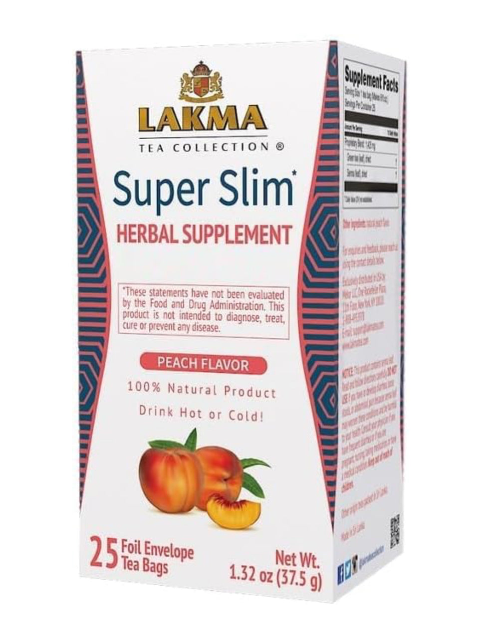 HYLEYS Lakma Super Slim Tea with Peach - 25 Tea Bags