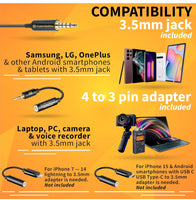 
              PowerDeWise Professional Grade 2 Lavalier Clip-On Microphones Set for Dual Interview
            