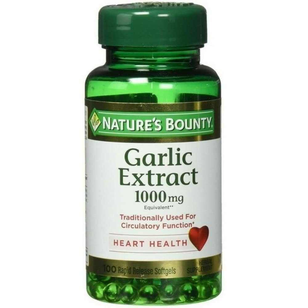 Extrait d'ail Nature's Bounty 1 000 mg, gélules molles pour le soutien cardiovasculaire, 100 unités DLC: 05/2027
