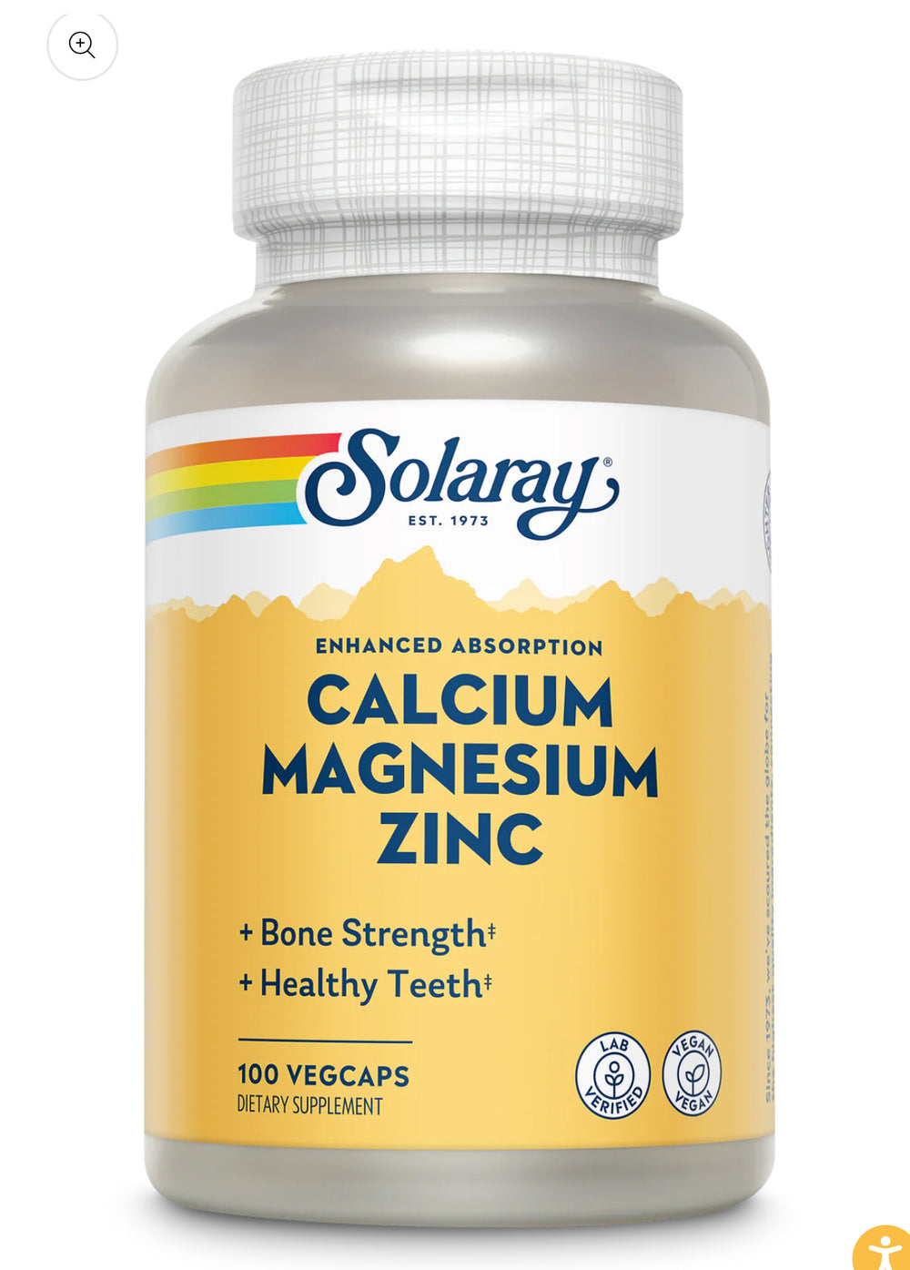 Solaray Calcium Magnesium Zinc – 100 gélules végétales DLC: 09/2028