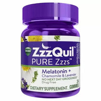 ZzzQuil PURE Zzzs, gommes d'aide au sommeil à la mélatonine avec lavande, racine de valériane etDLC: NOV/2024