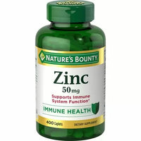 zinc Nature's Bounty pour la santé immunitaire 50 mg (400 unités) DLC : FEV25 MCI