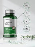 
              Horbäach Odorless Garlic Softgels 3600 mg | 200 Count | Ultra Potent Garlic Extract | Non-GMO & Gluten Free
            