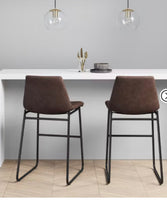 
              Bowden Faux Leather Counter Height Barstool Brown - Threshold
            