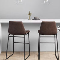 Bowden Faux Leather Counter Height Barstool Brown - Threshold