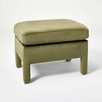 Bellfield Fully Upholstered Ottoman Olive Green Velvet - Threshold designed with Studio McGee: Hardwood Frame, No Assembly Required