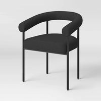 Barrel Upholstered Boucle Dining Chair Black (KD) - Threshold (72.3 cm x 63.5 cm X 55.2 cm)
