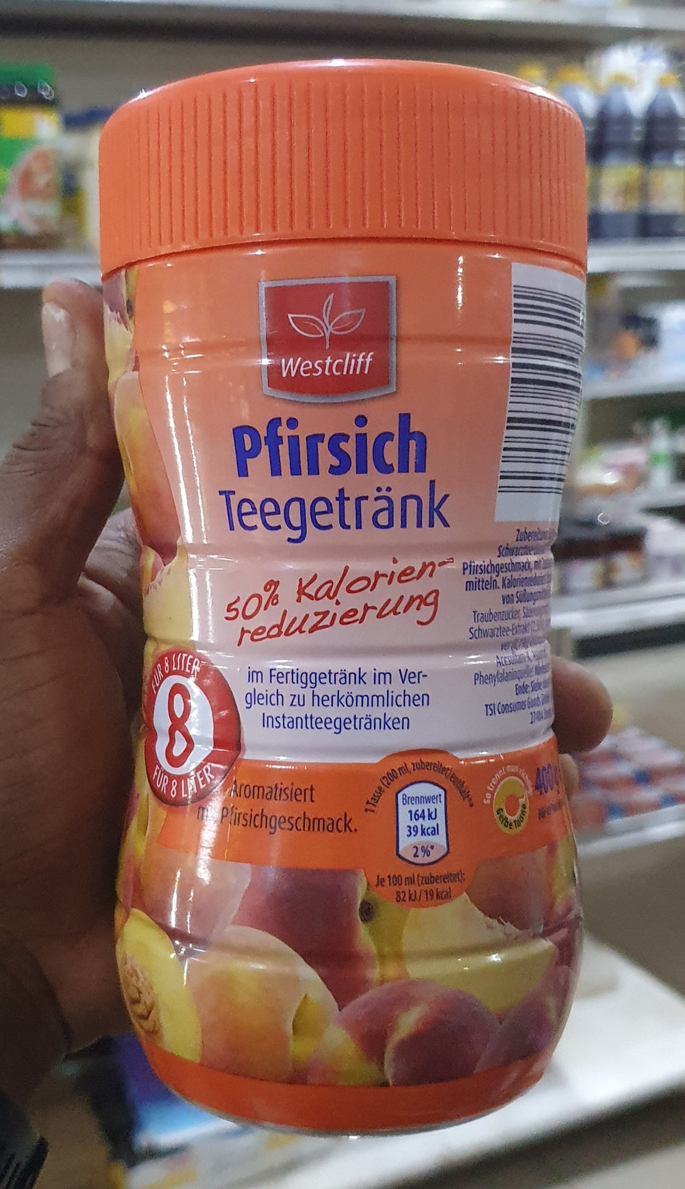 Westcliff  Boisson au Thé à la Pêche  50% de Réduction de Calories 400g DLC: JUIL2024