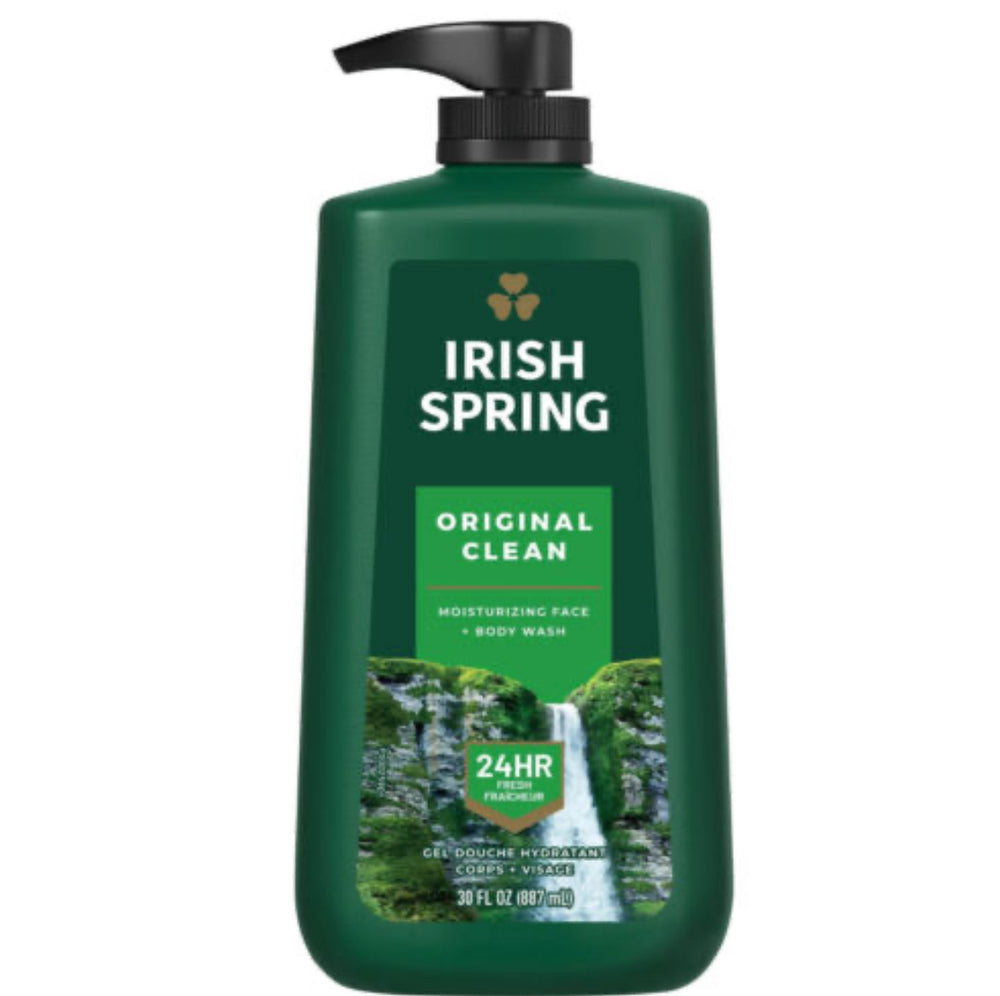 Irish Spring Body Wash for Men, Pompe de lavage pour corps propre d'origine, 30 Oz/ 887 ml