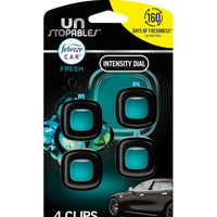 Febreze Unstopables Car Odor-Fighting Car Freshener Vent Clip Fresh Scent, .07 oz. Car Vent Clip, Pack of 4