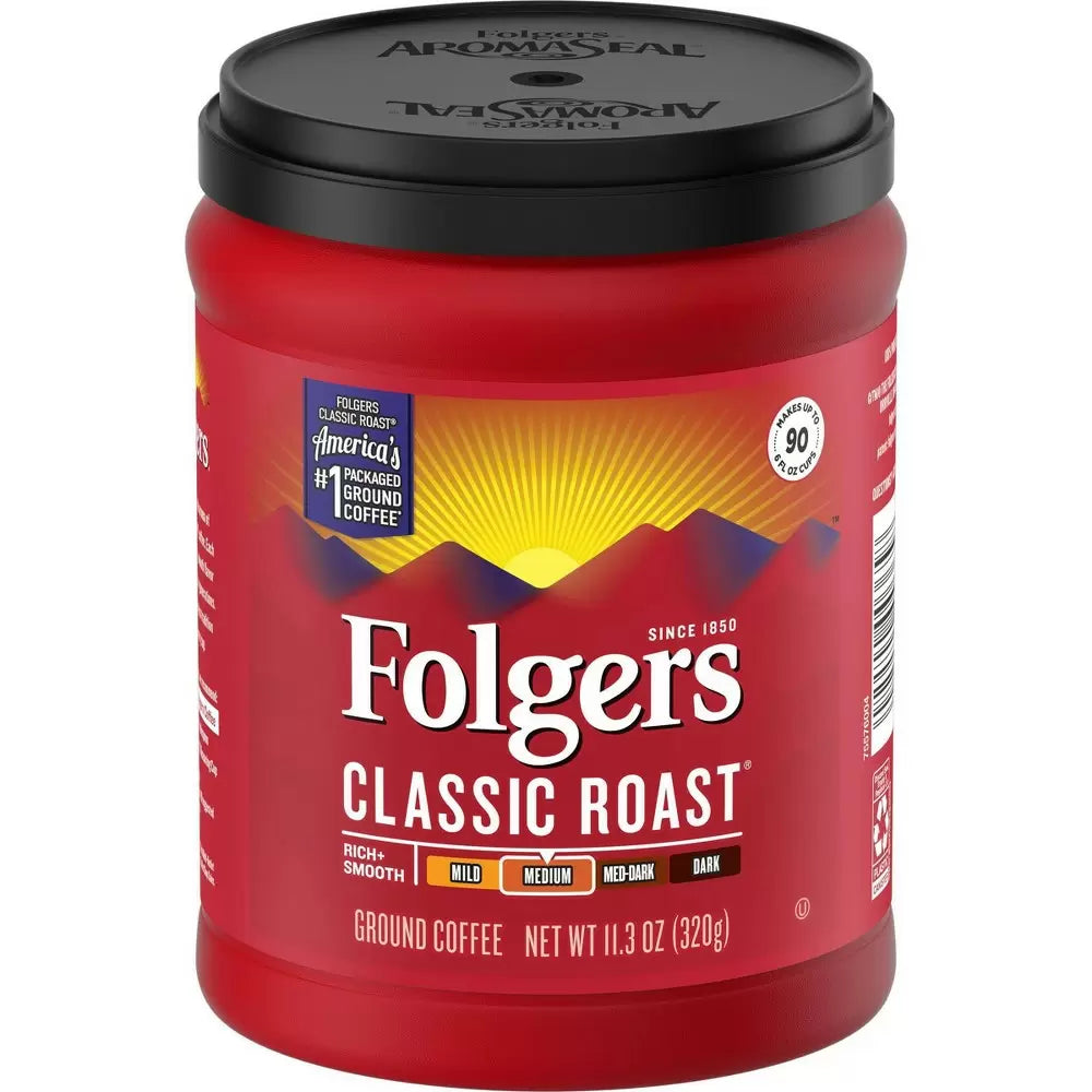 Folgers Classic Medium Roast Ground Coffee - 11.3oz DLC: 13 OCT24