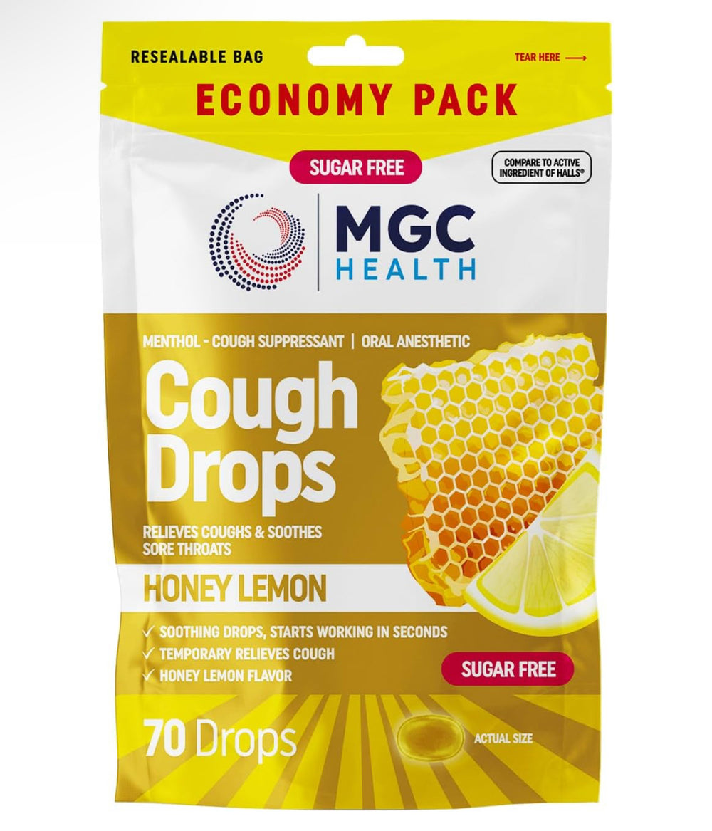 Honey Lemon Sugar Free Cough Drops for Adults, Sore Throat Relief, Throat Calm & Throat Lozenges 10pcs