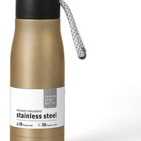 12 oz Insulated Water Bottle, Dusgut Wide Mouth Water Bottle,Stainless Steel,Wide Mouth Portable Lid, Gold