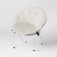 
              Dish Dorm Chair Cream Faux Shearling - Room Essentials: Foldable, Powder-Coated Frame, Indoor Use
            