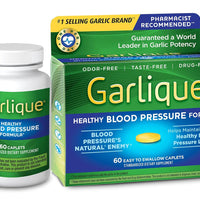 Garlique Garlic Extract Supplement, Healthy Blood Pressure Formula, Odorless & Vegan, 60 Caplets-DLC:05/25
