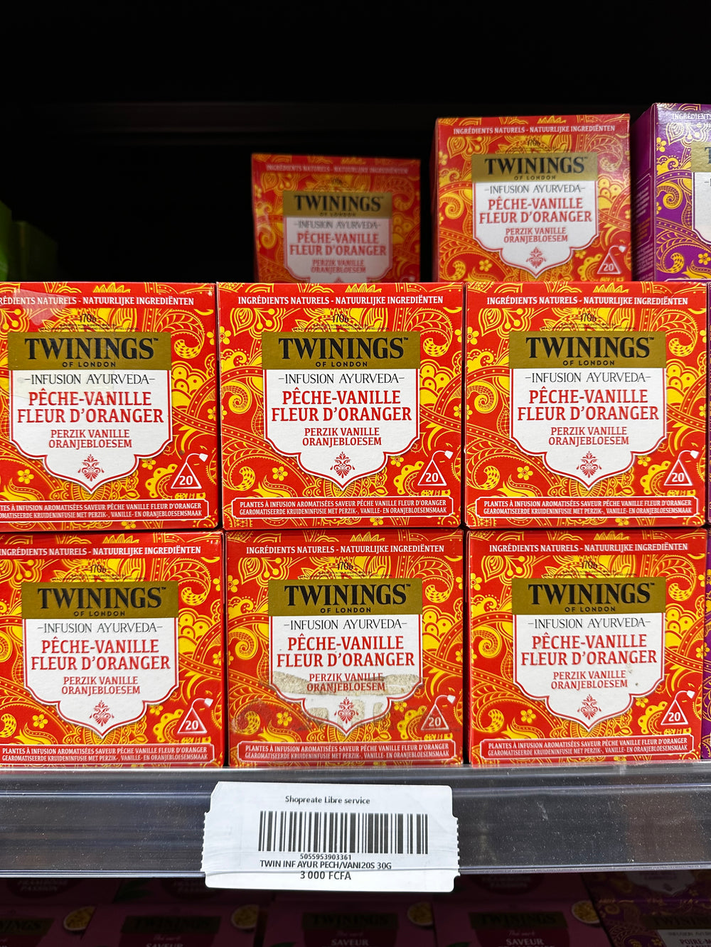 TWININGS OF LONDON INFUSION AYURVEDA PÊCHE-VANILLE FLEUR D’ORANGE 20 SACHETS 30G