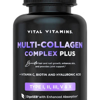 Vital Vitamins Multi Collagen Plus - Biotin, Hyaluronic Acid, Vitamin C - Collagen for Women & Men - Hair Growth Support Supplement - Skin, Nails Beauty Complex - 150 Pills