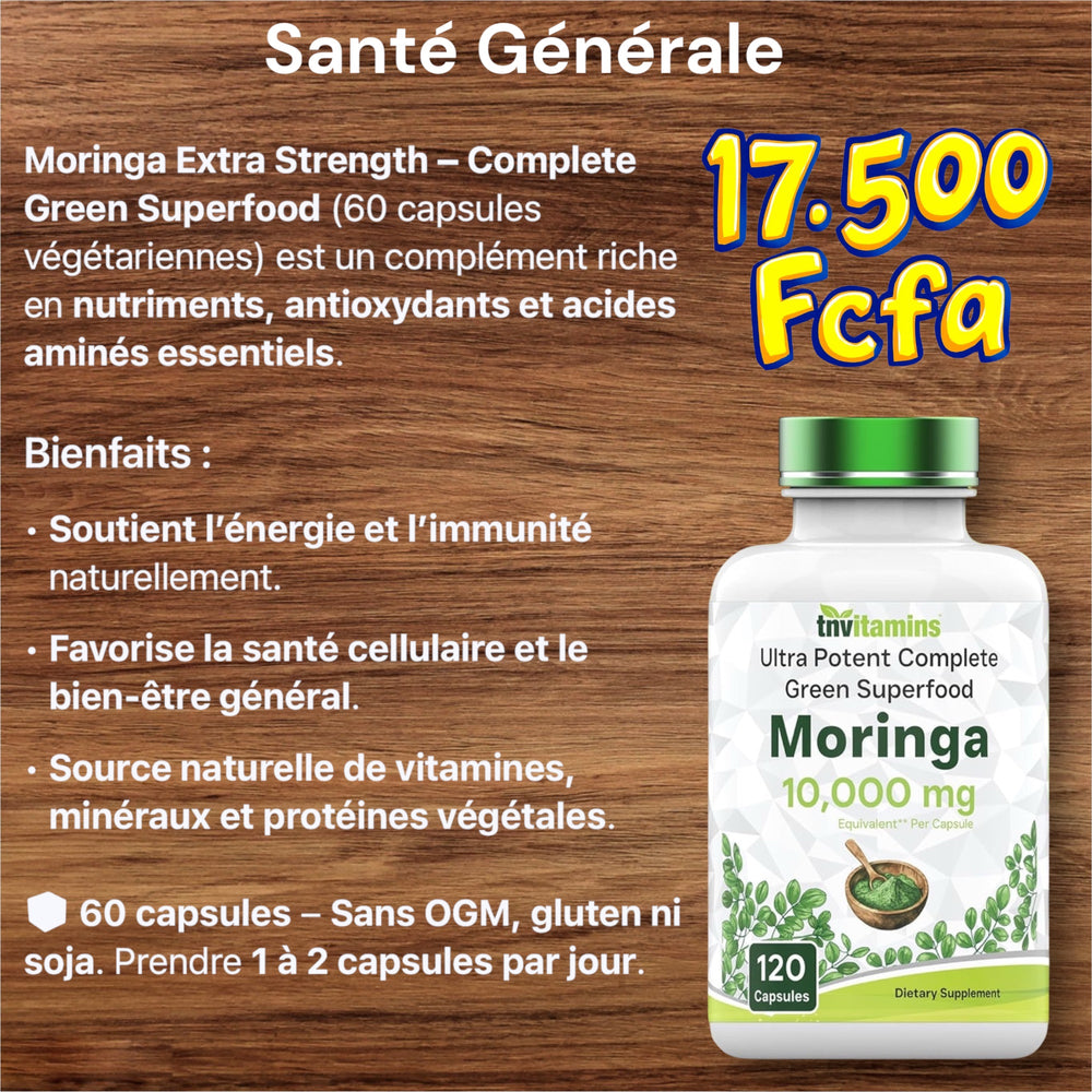 Moringa Capsules 10,000 mg - 120 Capsules | Pure Moringa Oleifera Leaf Powder Supplement | Powerful Green Superfood | Super Greens Powder Pills | Non-GMO, Made in The USA! DLC: 01/27