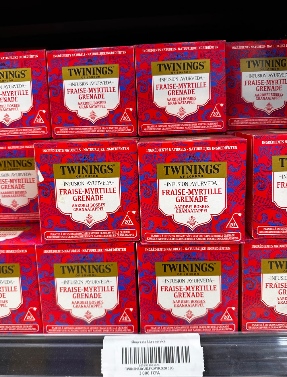 TWININGS OF LONDON FRAISE-MYRTILLE GRENADE 20 SACHETS 32G