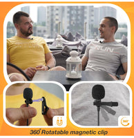 
              PowerDeWise Professional Grade 2 Lavalier Clip-On Microphones Set for Dual Interview
            