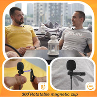 PowerDeWise Professional Grade 2 Lavalier Clip-On Microphones Set for Dual Interview