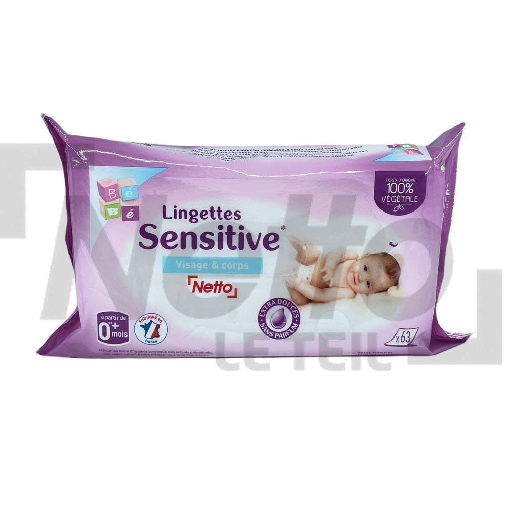 NETTO Lingettes sensitive visage et corps x63