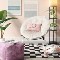 
              Dish Dorm Chair Cream Faux Shearling - Room Essentials: Foldable, Powder-Coated Frame, Indoor Use
            