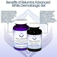 
              Relumins Advanced White Set - 1650 mg de complexe de glutathion (90 gélules) et de vitamine C avancée avec rose HANCHES et bioflavonoïdes (60 gélules)
            