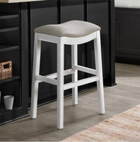 
              Williston Bar Height Stool White - Alaterre Furniture: Upholstered Saddle Seat, Nailhead Trim, Rubberwood
            