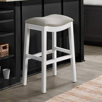 Williston Bar Height Stool White - Alaterre Furniture: Upholstered Saddle Seat, Nailhead Trim, Rubberwood