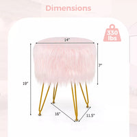 
              Costway Faux Fur Vanity Chair Makeup Stool Furry Padded Seat Round Ottoman Pink
            