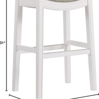 Williston Bar Height Stool White - Alaterre Furniture: Upholstered Saddle Seat, Nailhead Trim, Rubberwood