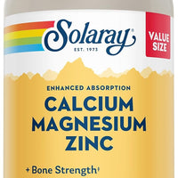 SOLARAY Calcium Magnesium Zinc Supplement - with Calcium 1000mg, Magnesium 500mg - Bone Health, Muscle Function, Heart Health and Immune Support - Vegan, 60 Day Guarantee, 68 Servings, 275 VegCaps DLC: 05/2028