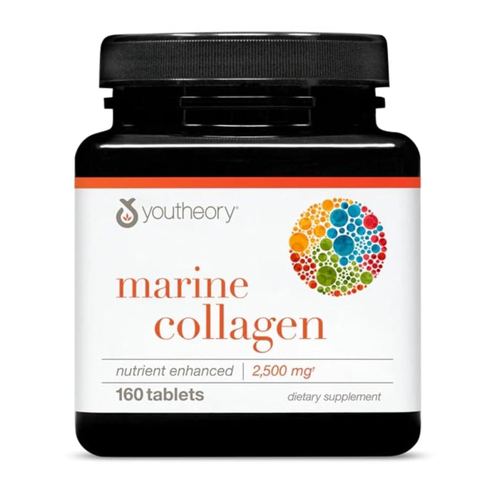 Youtheory Marine Collagen – 2,500 mg Hydrolyzed Collagen (160 tablets)