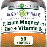 Amazing Formulas Calcium Magnesium Zinc + D3 Supplement | 150 Tablets | Non-GMO | Gluten-Free | Made in USA