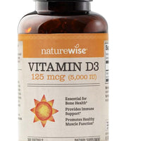 NatureWise Vitamin D3 5000iu (125 mcg) 1 Year Supply for Healthy Muscle Function, and Immune Support, Non-GMO, Gluten Free in Cold-Pressed Olive Oil, Packaging Vary ( Mini Softgel), 360 Count