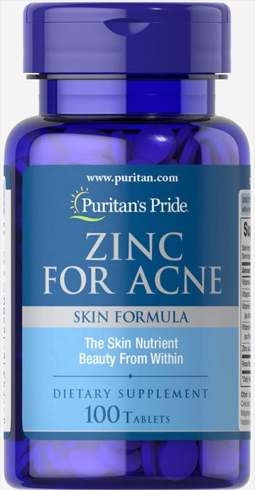 Puritan's Pride Zinc for Acne Skin Formula with Vitamins C, B-6, A (100 tablets)