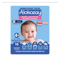 Alokozay Baby Diapers Couches Pour Bébés 4+(10-16Kg) 15 Couches