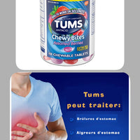 Bouchées à mâcher TUMS à croquer Comprimés antiacides pour soulager les brûlures d'estomac, 108 ct.