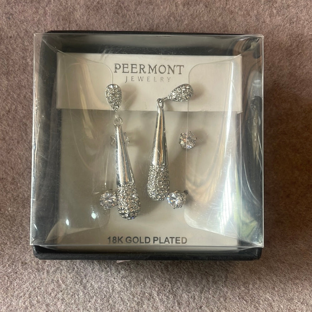 PEERMONT 18K Gold Plated Jewelry Earrings Set of Two Dangle /Filigree Studs